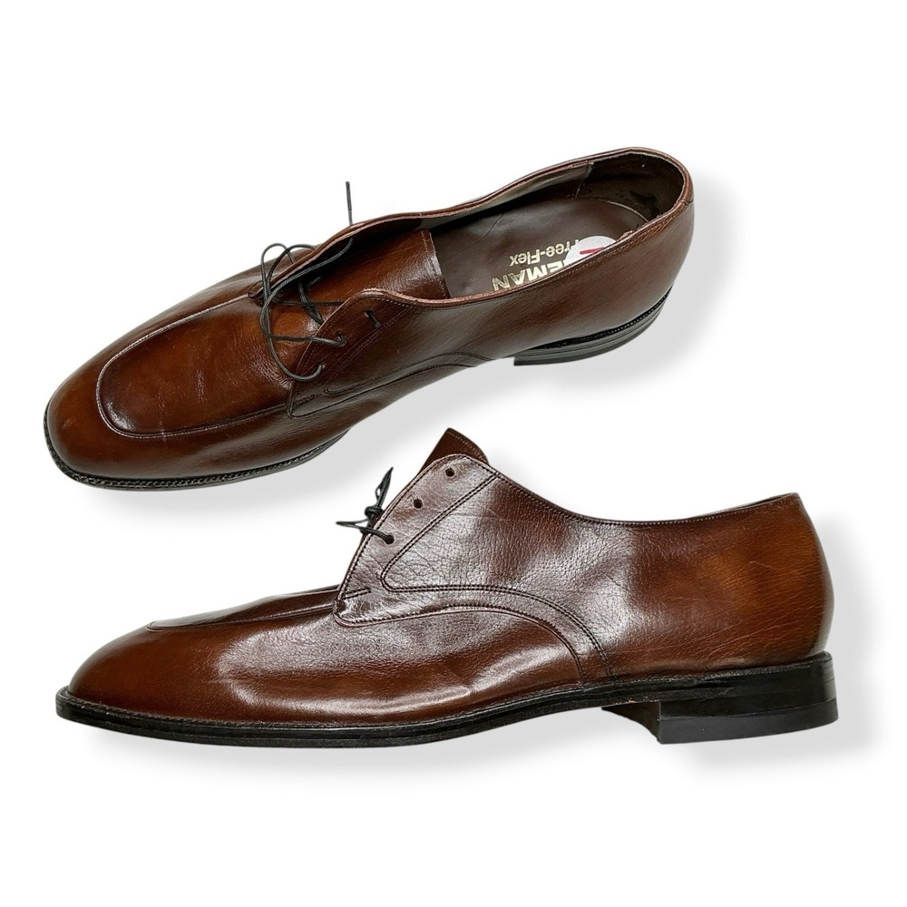 Freeman Free Flex Shoes Men 15 C Brown Leather Moc Apron Toe Lace Dress Narrow